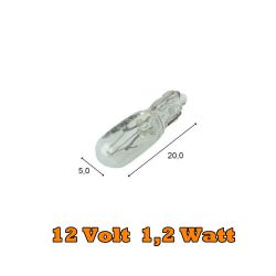 Glassockellampe W1,2W, 12V, 1,2W, Sockelausf. W2x4,6d