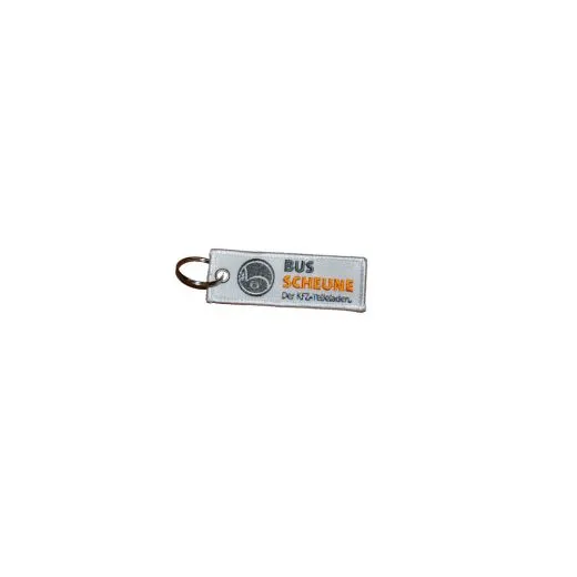 Schlsselanhnger gestickt mit Logo & Kettelrand
