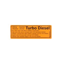 VW Bus T3 Aufkleber Warnhinweis Motorl Turbo Diesel orange