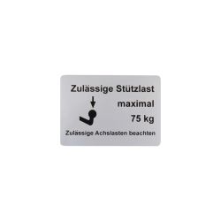 VW Bus T3 Aufkleber Zul. Sttzlast maximal 75 kg