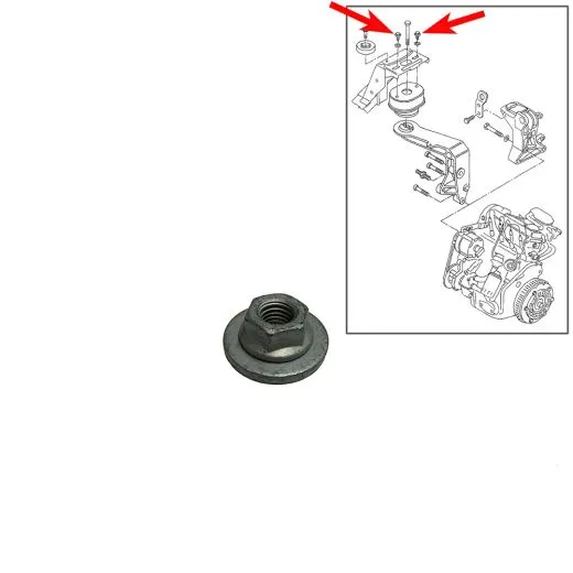 VW Bus T4 Sechskantbundmutter f�r Motorlager / Hydrolager rechts