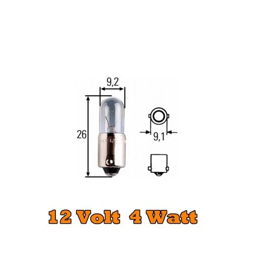 Glühlampe, 12 V, 4 W, Sockelausf. BA9s