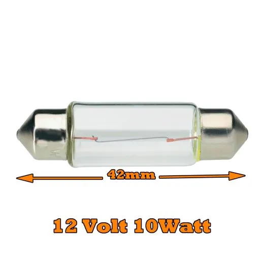 Sockelglühlampe, 12 V, 10 W, Sockelausf. SV8,5-8