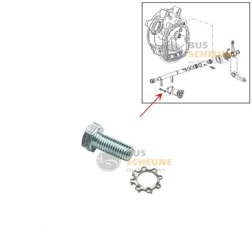 VW Bus T2 T3 Schraube & Zahnscheibe für Führungshülse am Getriebe