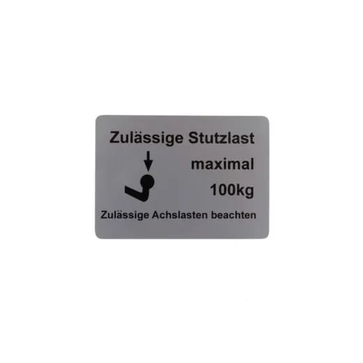 VW Bus T3 Aufkleber "Zul. Stützlast maximal 100 kg"
