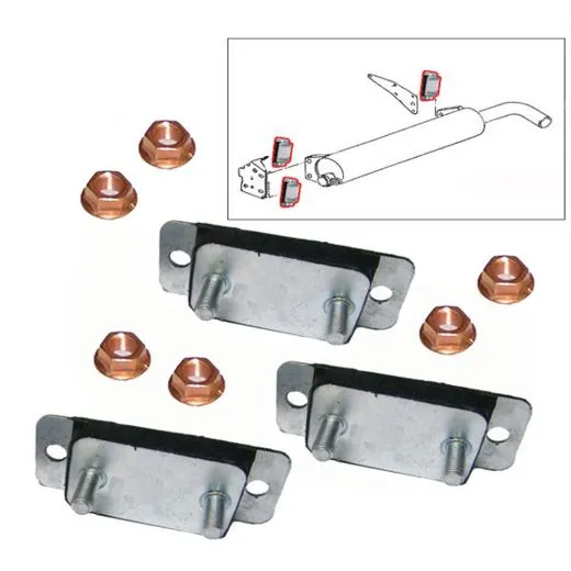 VW Bus T3 Auspuffhalter Endtopf mit Kupfermuttern - 3 Stück