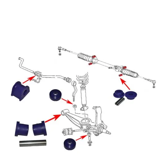 VW Bus T3 Buchsensatz für Vorderachse - Powerflex