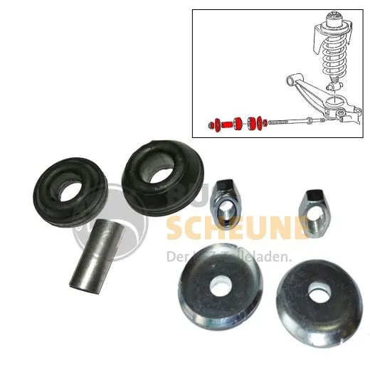 VW Bus T3 Gummipuffer mit Teller & Muttern für Zugstrebe