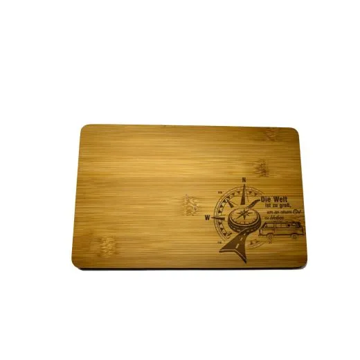 VW Bus T3 LLE - Die Welt ist zu groß - Frühstücksbrettchen aus FSC®-zertifiziertem Bambus