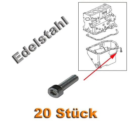 VW Bus T3 T4 Ölwannenschraube aus Edelstahl - 20 Stück