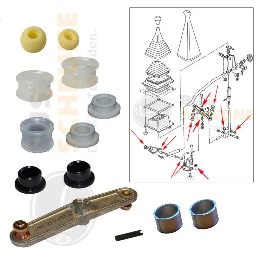 VW Bus T4 Reparatursatz Schaltstange inkl. Umlenkhebel nicht TDI