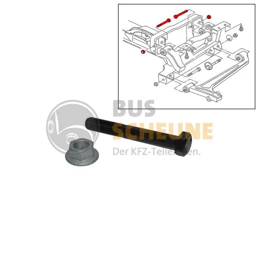 VW Bus T4 Sechskantschraube mit Mutter für Aggregateträger