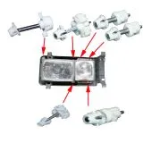 VW Bus T3 Einstellschrauben-Set für Doppelscheinwerfer