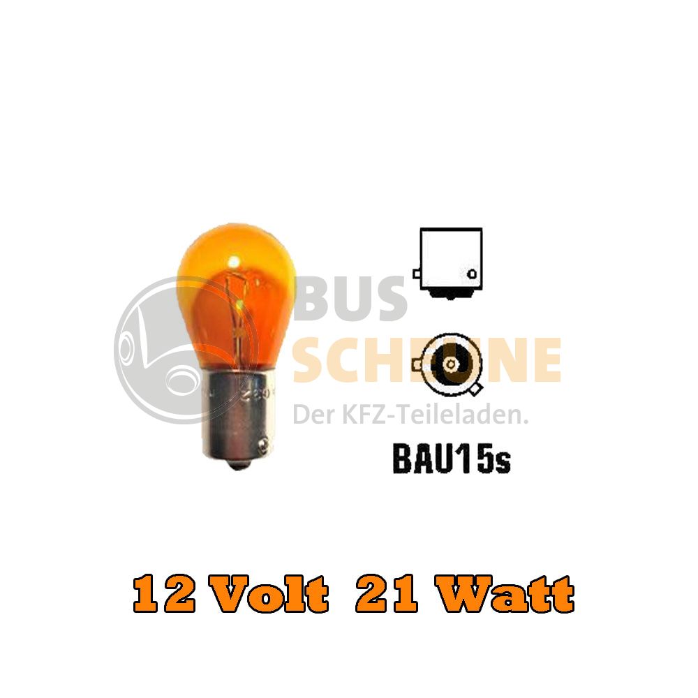 Glühlampe 12V 21W BAU15S orange