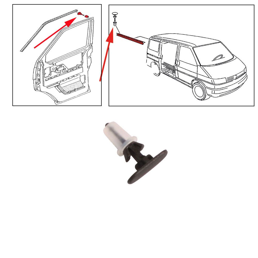 VW Bus T4 Clip für Schiebetürdichtung oben und Fahrer