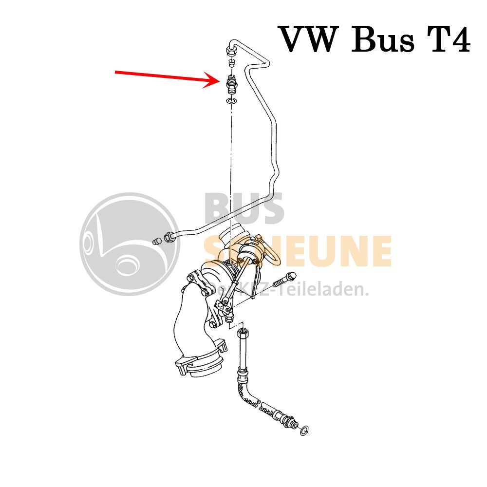 VW Bus T3 Doppelstutzen M18 Schlauchseite - M16 Dichtkante Anschluss für  Rücklaufleitung Turbo JX Motor Oelwanne