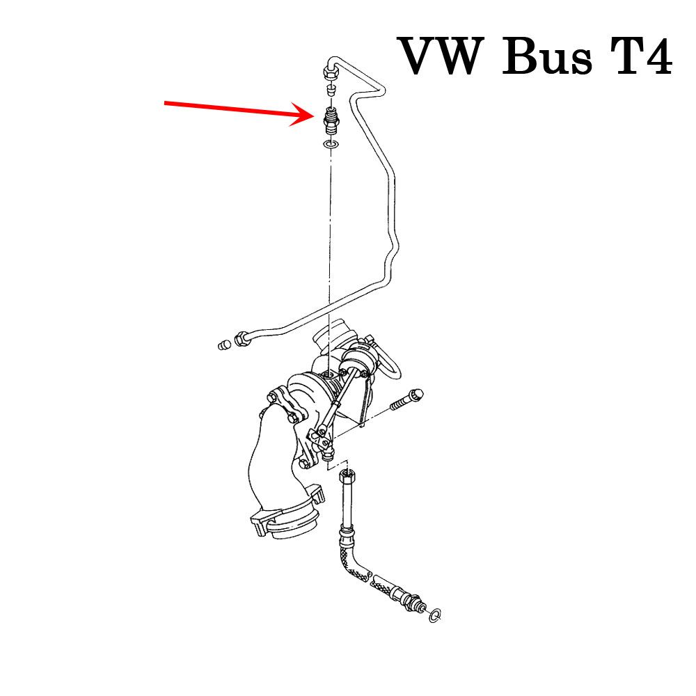 VW Bus T3 Doppelstutzen M18 Schlauchseite - M16 Dichtkante Anschluss für  Rücklaufleitung Turbo JX Motor Oelwanne