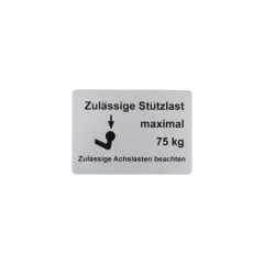 VW Bus T3 Aufkleber &quote;Zul. Sttzlast maximal 75 kg&quote;