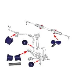 VW Bus T3 Buchsensatz für Vorderachse - Powerflex