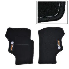 VW Bus T3 Textilfußmatten vorne schwarz mit Logo