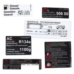 VW Bus T4 Aufkleber-Set Kühlmittel Reifendruck Zahnriemen AC853973